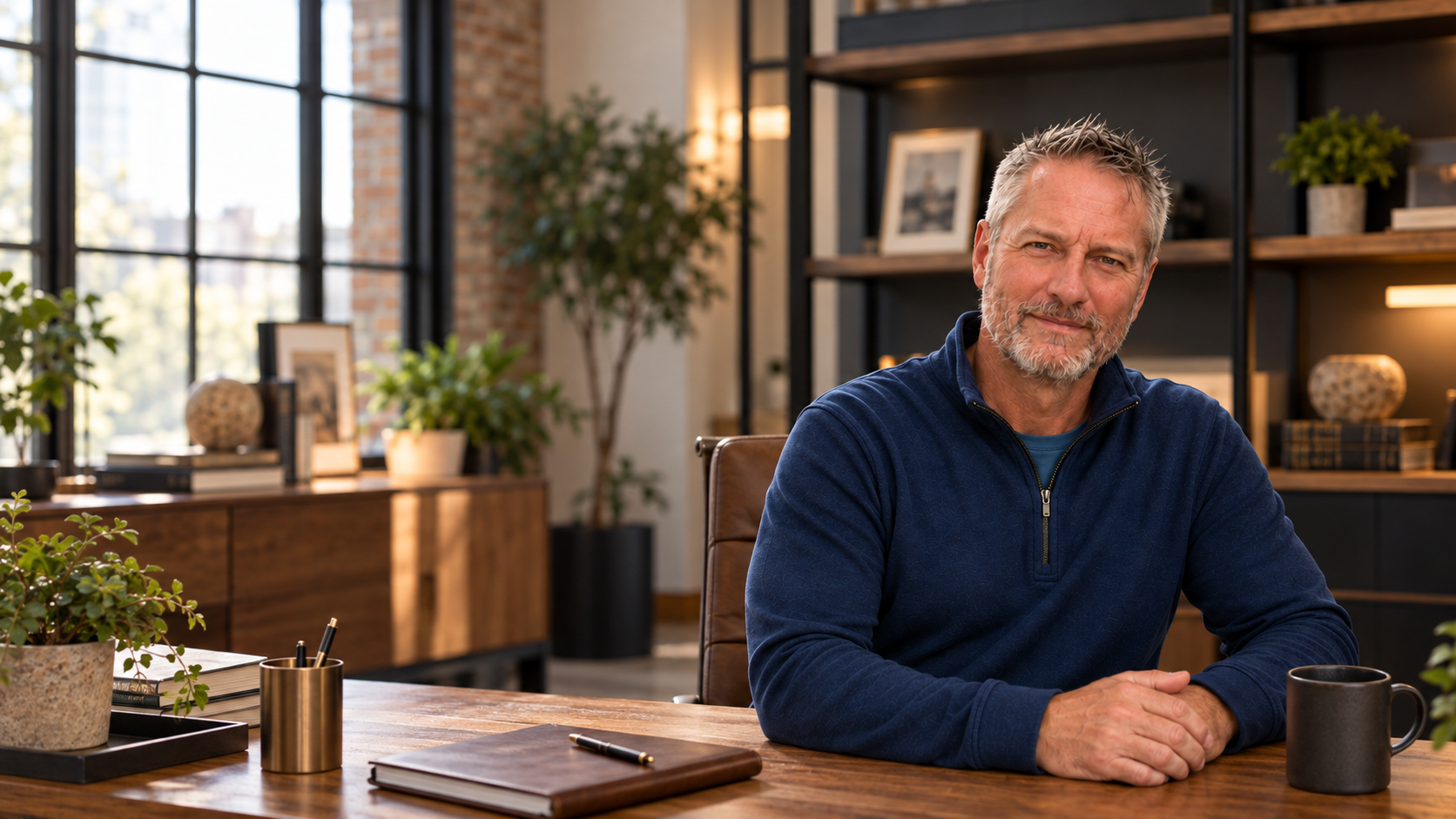 Better World Law Group founder seated at a desk in a warm office